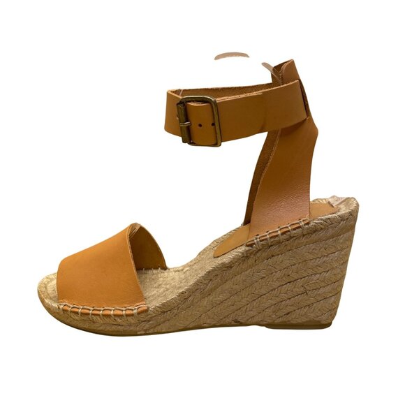 J.Crew Women’s Brown Leather Ankle Strap Wedge Espadrilles Sandals Size 7 - Picture 4 of 10